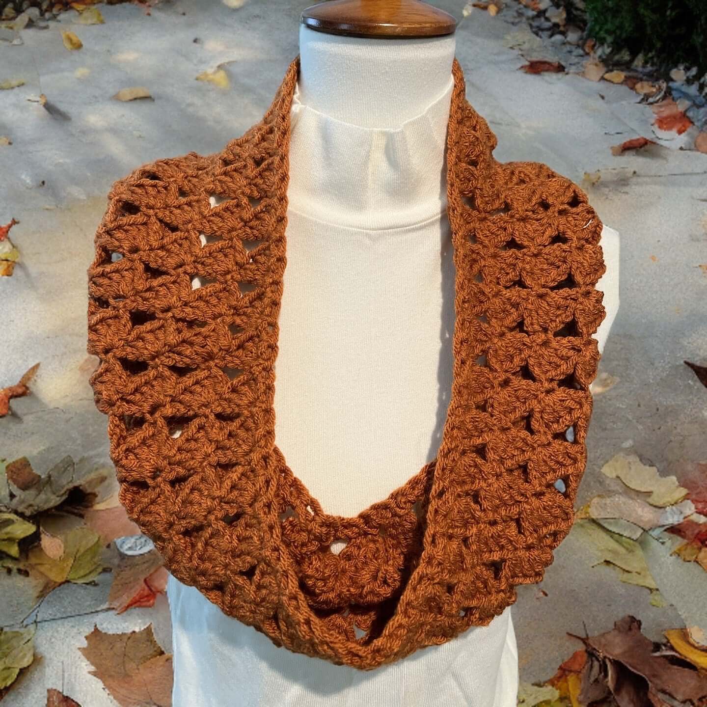 Cowl, Crocheted Shells, Rust