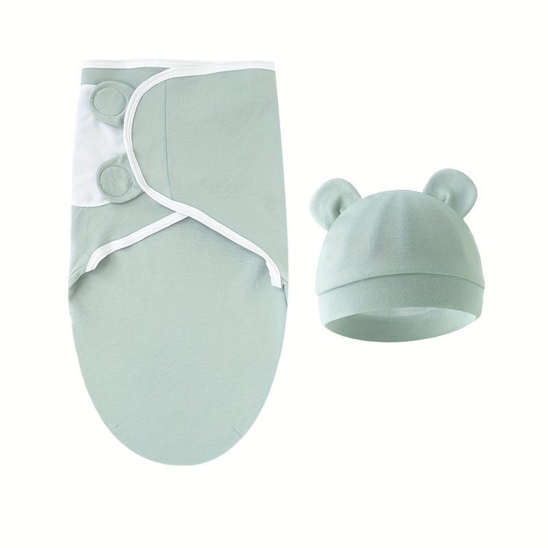 3 Sets Of Newborn Swaddle Blankets And Hats For 0-6 Months Boys And Girls, Newborn Anti-Shock Swaddle Design, Newborn Gift.