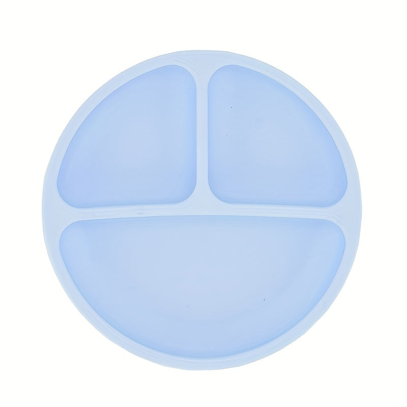 1pc Suction Cup Plate For Babies & Toddlers | 100% Silicone Divided Design Plate | Microwave & Dishwasher Saf