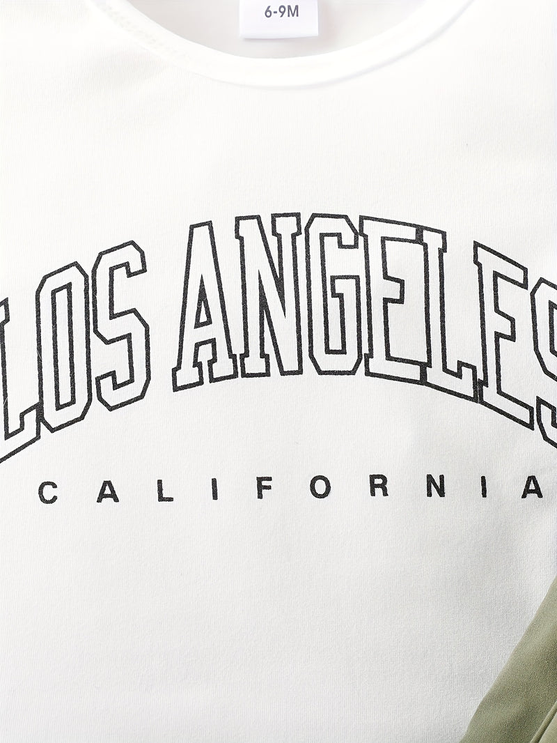 3pcs Infant & Toddler's Street Style Outfit, Casual Vest & Letter Print T-shirt & Cargo Pants, Baby Boy's Clothes