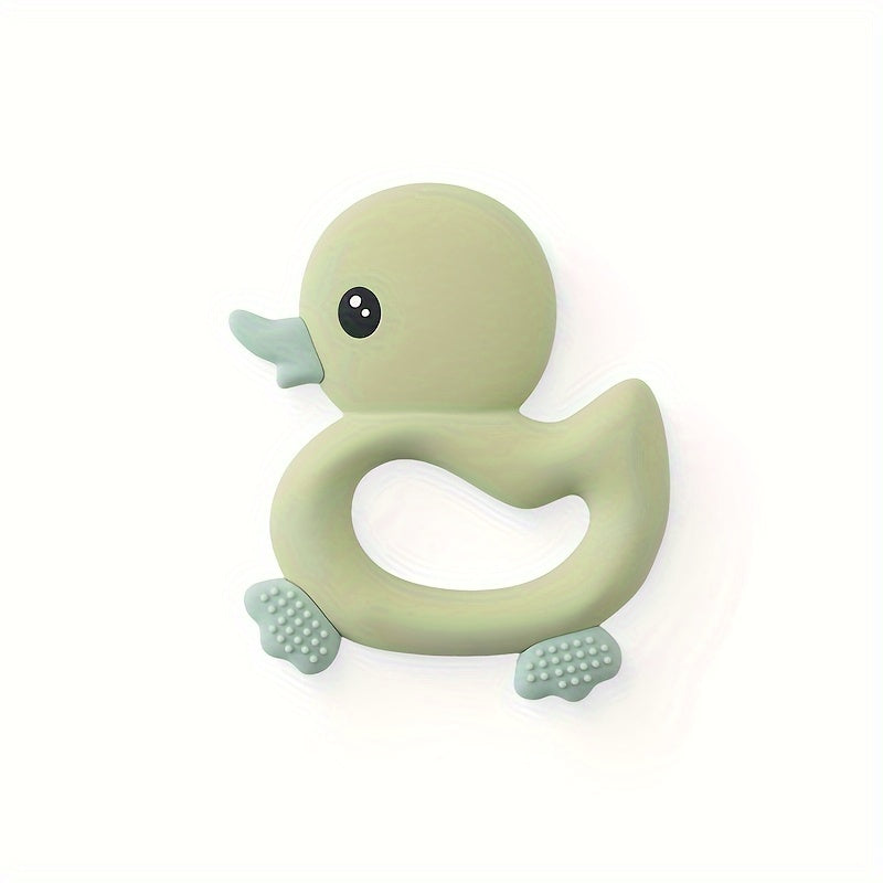 1pc Baby Teether Duck Shape Infant Silicone Teething Toy Can Be Boiled And Bitten Toy Christmas, Halloween, Thanksgiving Day Gift