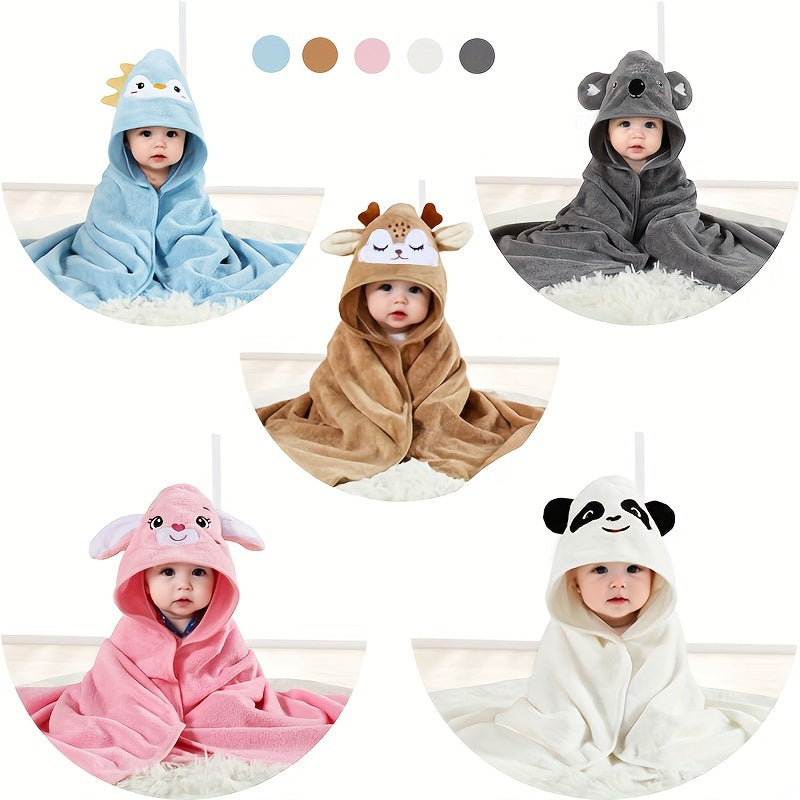 1pc Baby Boys Hooded Bathrobe, Baby Blanket Bathroom Bath Stroller Swaddle Cute Outer Wear Wearable For Boys Multiple Purposes