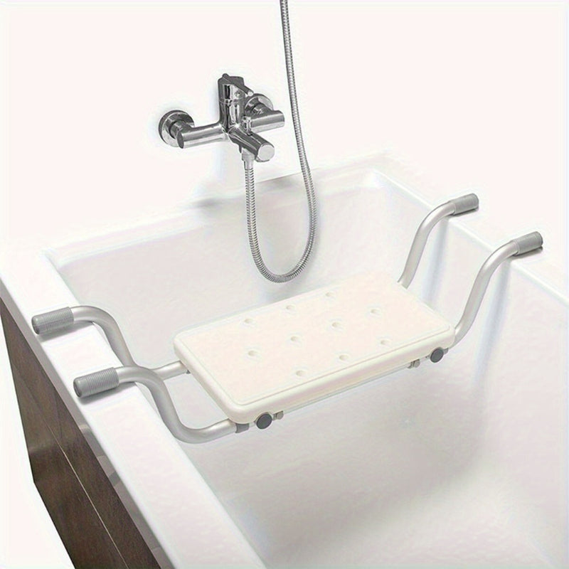Adjustable White Aluminum Bath Seat - Lightweight, Retractable Bathtub Stool with Anti-Slip Surface for Elderly & Disabled - Durable PE Material, Easy Install