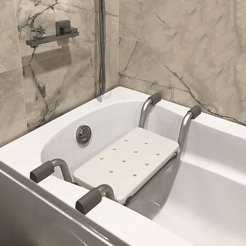 Adjustable White Aluminum Bath Seat - Lightweight, Retractable Bathtub Stool with Anti-Slip Surface for Elderly & Disabled - Durable PE Material, Easy Install