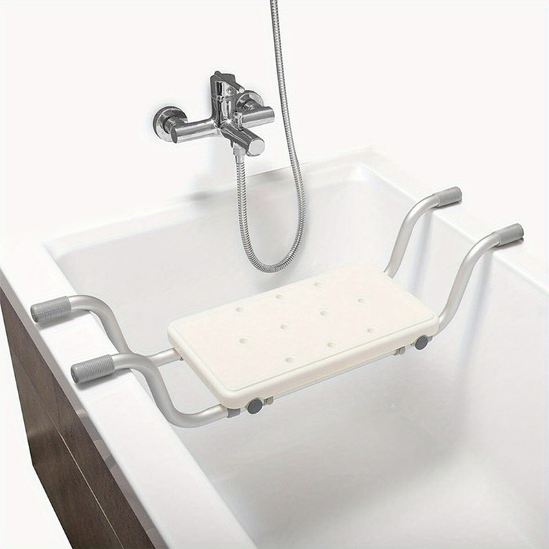 Adjustable White Aluminum Bath Seat - Lightweight, Retractable Bathtub Stool with Anti-Slip Surface for Elderly & Disabled - Durable PE Material, Easy Install