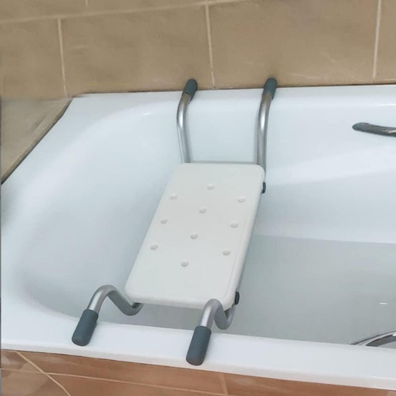 Adjustable White Aluminum Bath Seat - Lightweight, Retractable Bathtub Stool with Anti-Slip Surface for Elderly & Disabled - Durable PE Material, Easy Install