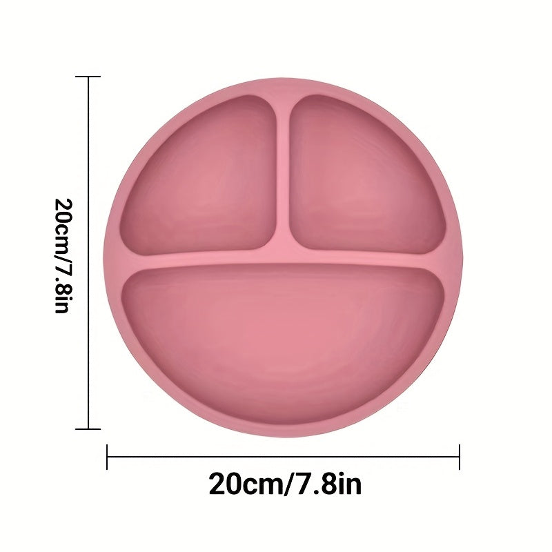 1pc Suction Cup Plate For Babies & Toddlers | 100% Silicone Divided Design Plate | Microwave & Dishwasher Saf