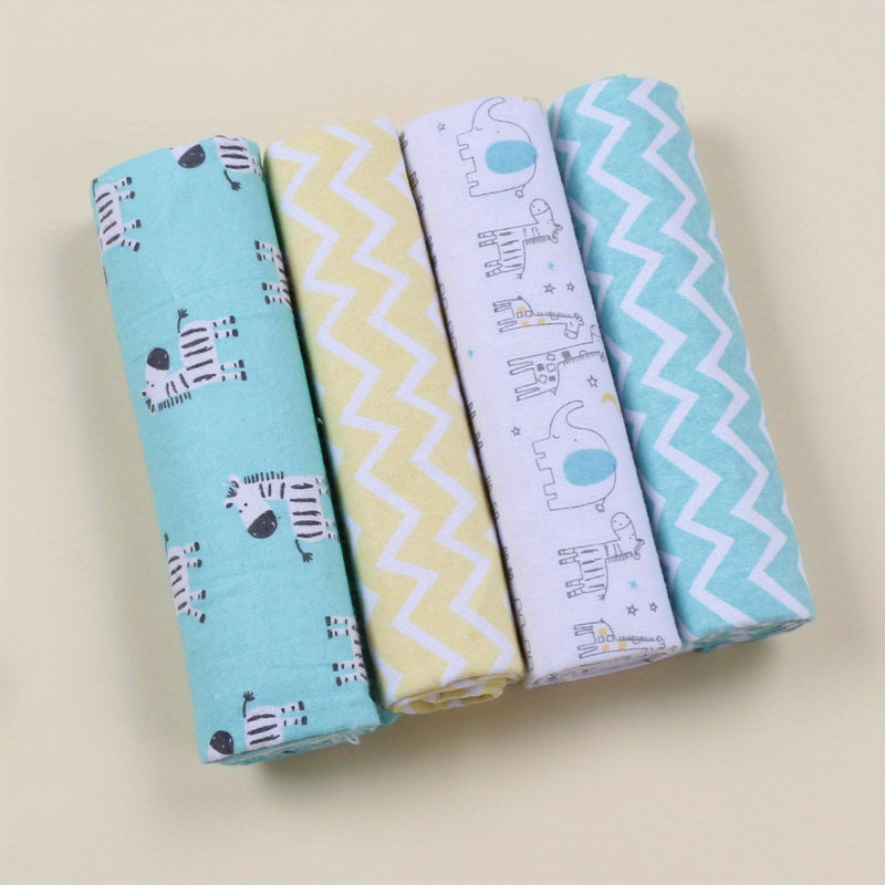 4pcs Baby Swaddle Blanket Full Cotton Flannel Soft Wrap Towel Baby Blanket 0-12 Months Easter Gift