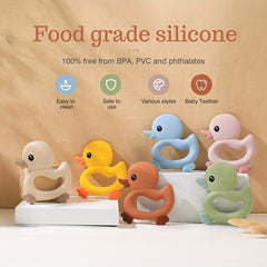 1pc Baby Teether Duck Shape Infant Silicone Teething Toy Can Be Boiled And Bitten Toy Christmas, Halloween, Thanksgiving Day Gift