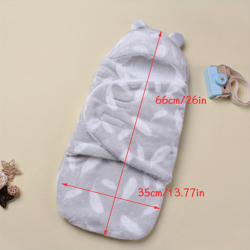 1pc Baby Wrap, Newborn Flannel Thickened Soft Swaddling Blanket
