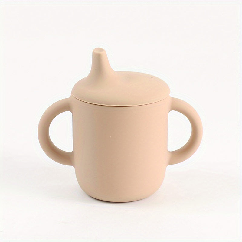 1pc Double Handle Silicone Baby Cup, Food Grade, BPA Free, Learning Drinking Cup for Toddlers