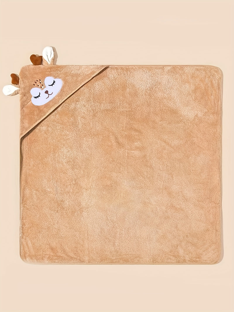 1pc Baby Boys Hooded Bathrobe, Baby Blanket Bathroom Bath Stroller Swaddle Cute Outer Wear Wearable For Boys Multiple Purposes