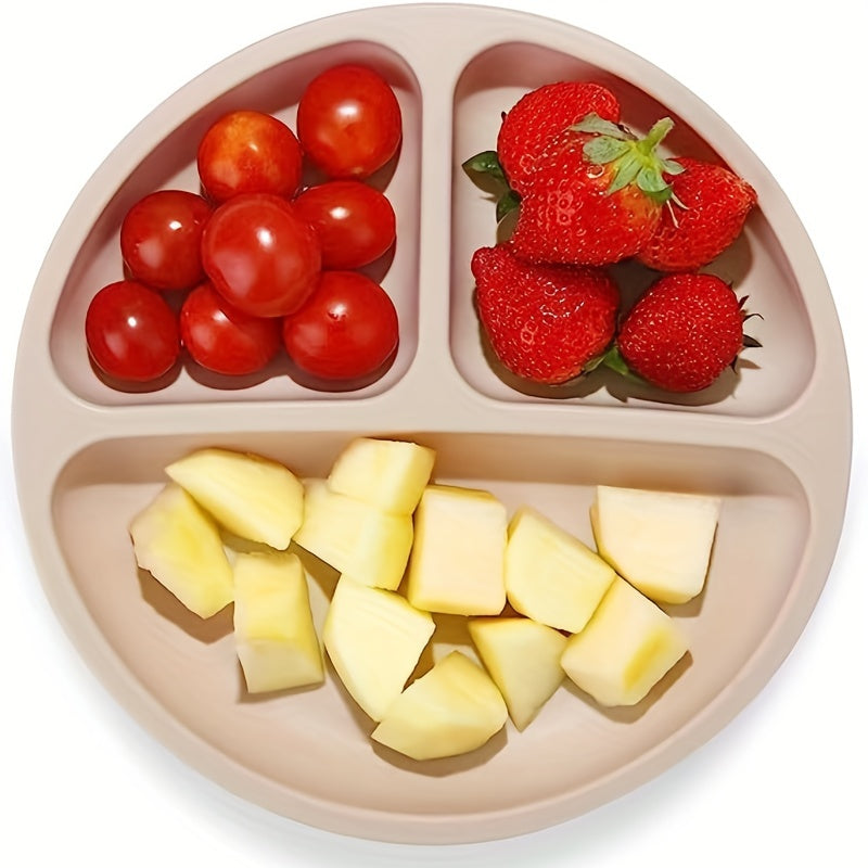 1pc Suction Cup Plate For Babies & Toddlers | 100% Silicone Divided Design Plate | Microwave & Dishwasher Saf