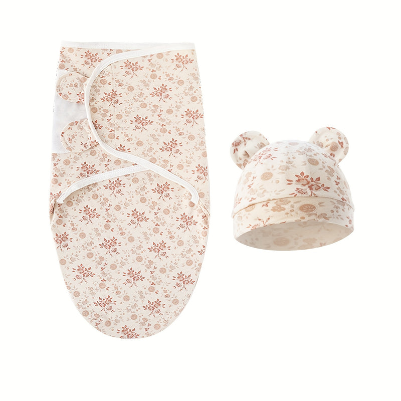 3 Sets Of Newborn Swaddle Blankets And Hats For 0-6 Months Boys And Girls, Newborn Anti-Shock Swaddle Design, Newborn Gift.