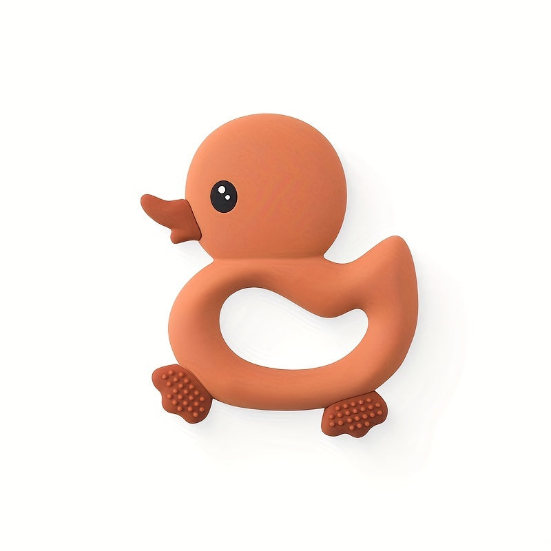 1pc Baby Teether Duck Shape Infant Silicone Teething Toy Can Be Boiled And Bitten Toy Christmas, Halloween, Thanksgiving Day Gift
