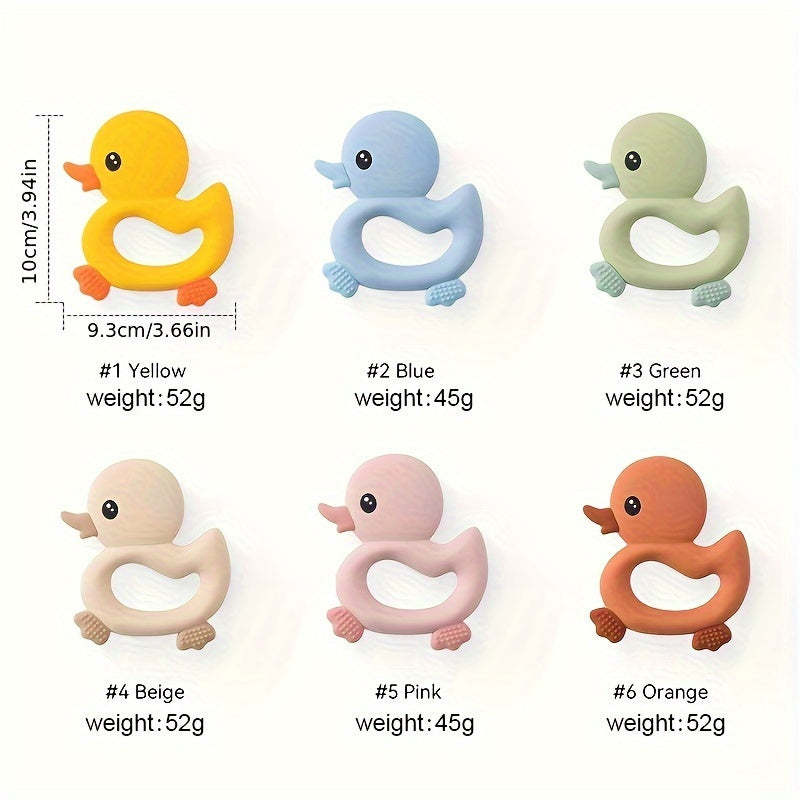 1pc Baby Teether Duck Shape Infant Silicone Teething Toy Can Be Boiled And Bitten Toy Christmas, Halloween, Thanksgiving Day Gift