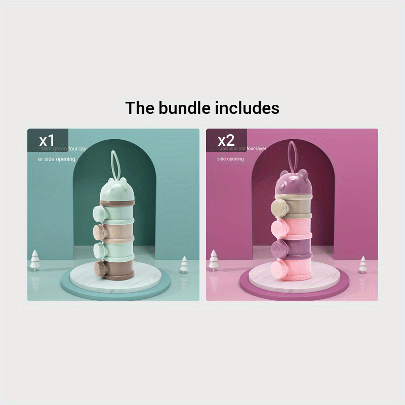 3pcs/4pcs Sonkpuel Portable Baby Formula Milk Storage Containers - Reusable Plastic Snack Boxes with Easy-Open Lids, Stackable Design & Ergonomic Handle for Infants, Toddlers, Travel & Home Use, Infant Snack Storage, Playful