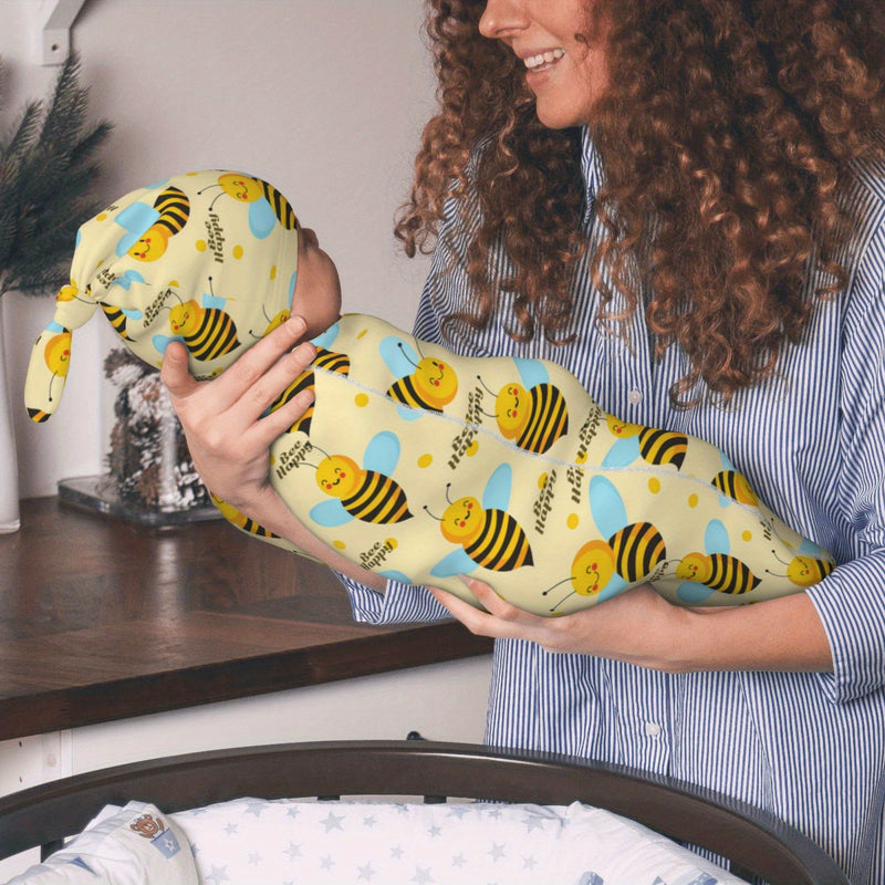 Butterfly Green Flower Newborn Swaddle Blanket Baby Swaddle Blankets Wrap Receiving Soft Stretchy Sack with Beanie Hat Sets Gift for Infant Boy Girl