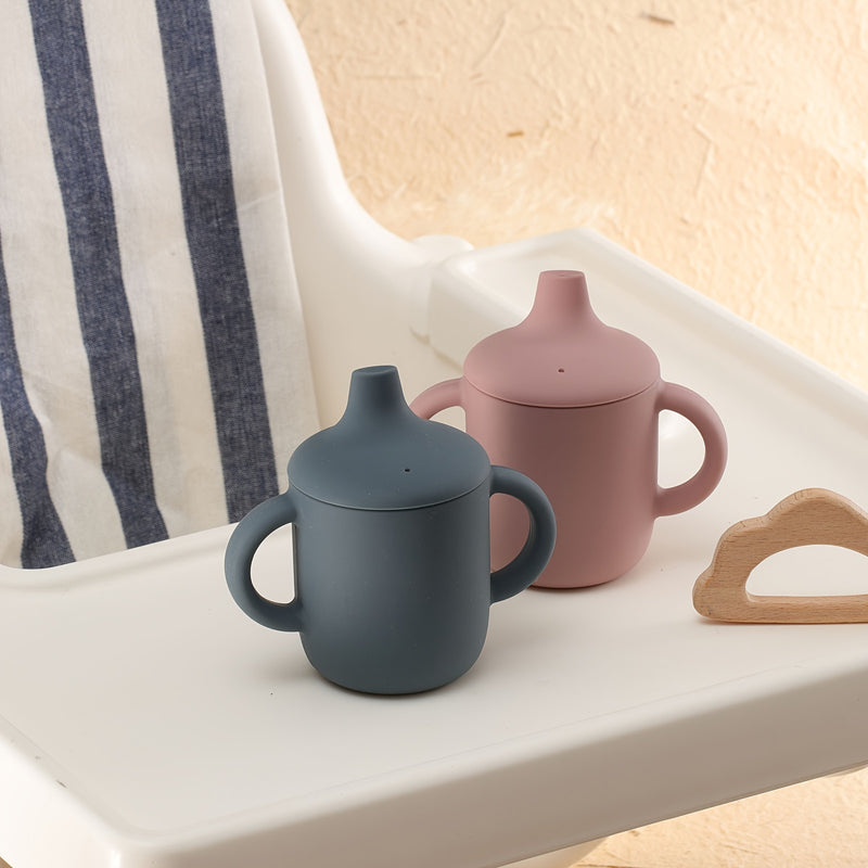 1pc Double Handle Silicone Baby Cup, Food Grade, BPA Free, Learning Drinking Cup for Toddlers