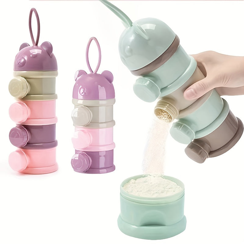 3pcs/4pcs Sonkpuel Portable Baby Formula Milk Storage Containers - Reusable Plastic Snack Boxes with Easy-Open Lids, Stackable Design & Ergonomic Handle for Infants, Toddlers, Travel & Home Use, Infant Snack Storage, Playful