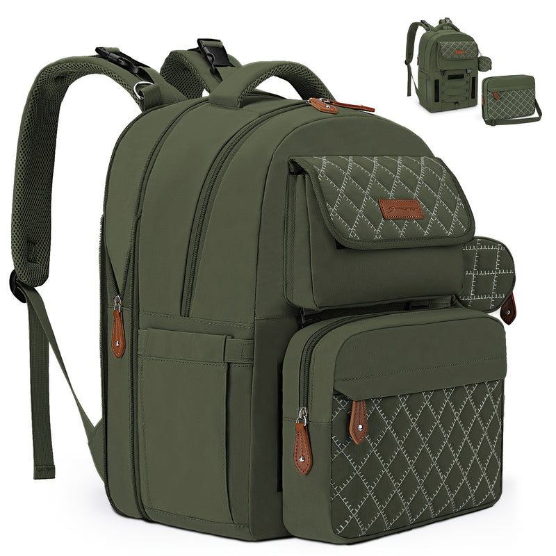 7.66gal-11.89gal Expandable High Quality Diaper Backpack for 2 Kids/Twins - TSA-Approved Large Baby Bag with Removable Crossbody Bottle Bag, Multiple Compartments & Padded Straps, Stylish Black Polyester Gift for Moms & Dads,