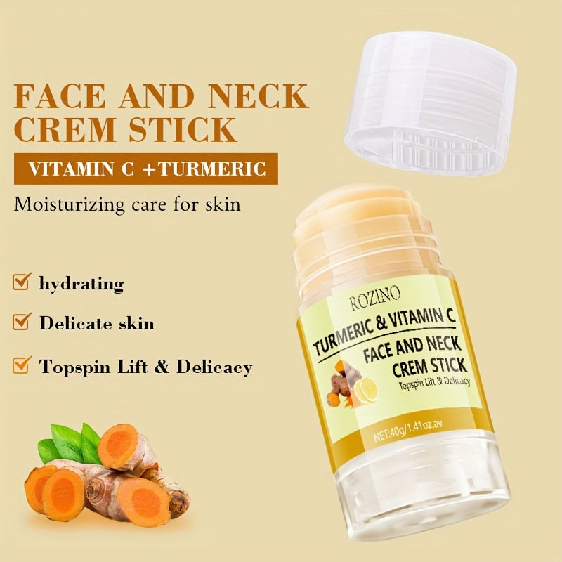 Turmeric & Vitamin C Face & Neck Cream Stick – Deep Moisturizing, Brightening & Skin Tightening | ROZINO 1.41oz