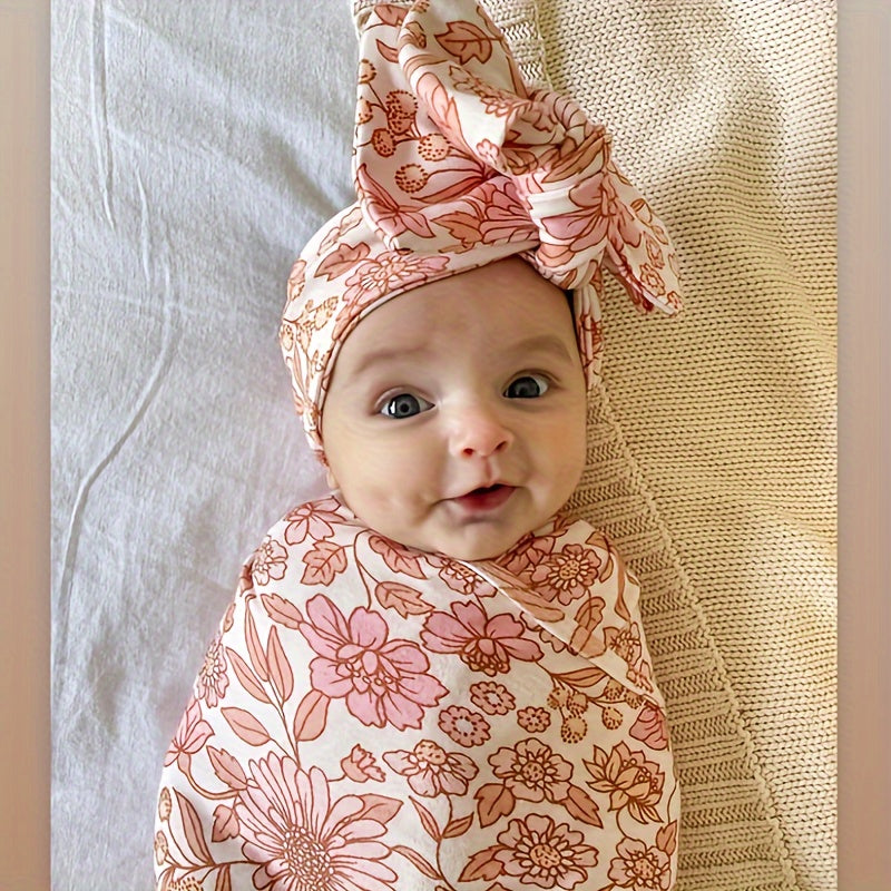 Swaddle Wrap And Headband 2pcs Set, Cute Swaddle Wrap