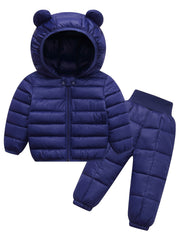 Two-piece Winter Outdoor Clothes for Girls, Infant and Toddler, Autumn and Winter Children's Suit and Coat