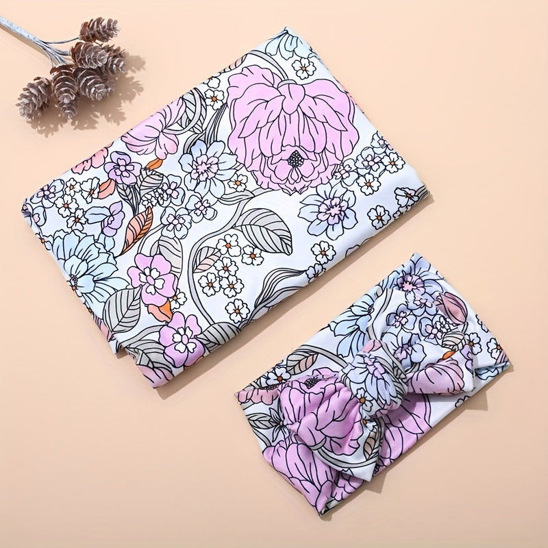 Swaddle Wrap And Headband 2pcs Set, Cute Swaddle Wrap