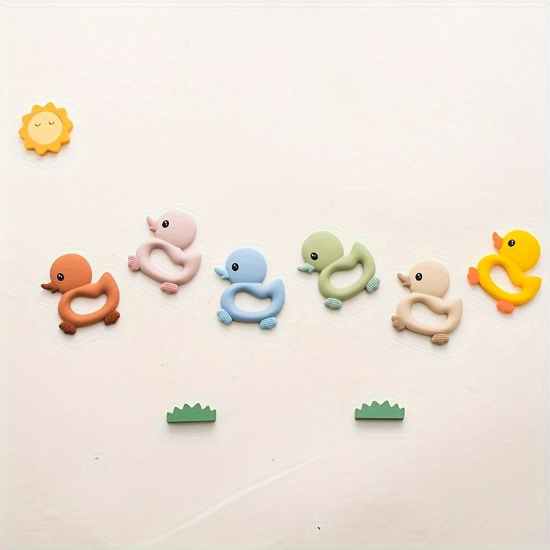 1pc Baby Teether Duck Shape Infant Silicone Teething Toy Can Be Boiled And Bitten Toy Christmas, Halloween, Thanksgiving Day Gift