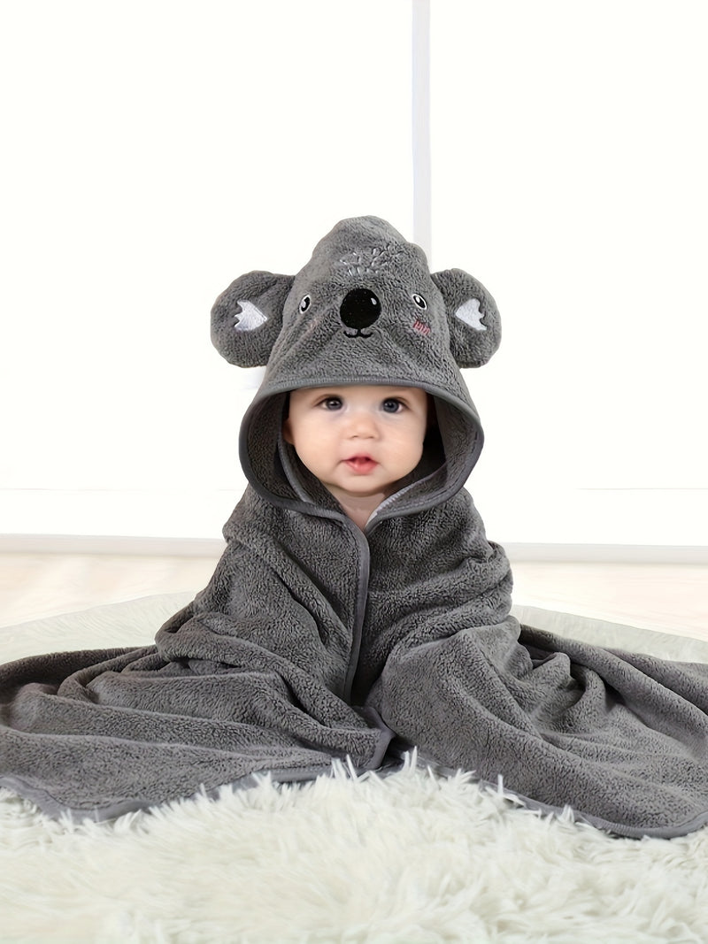 1pc Baby Boys Hooded Bathrobe, Baby Blanket Bathroom Bath Stroller Swaddle Cute Outer Wear Wearable For Boys Multiple Purposes