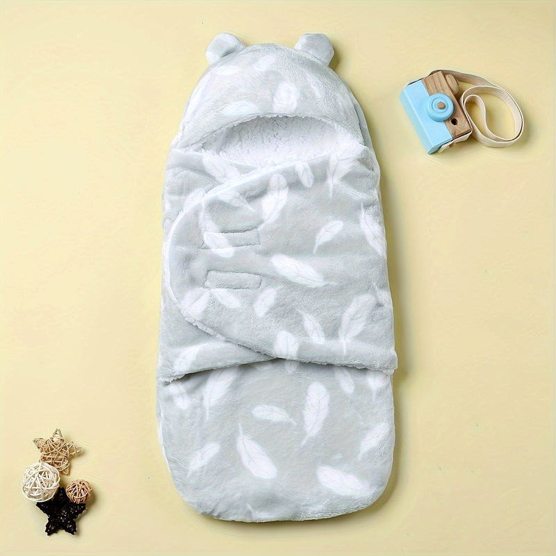 1pc Baby Wrap, Newborn Flannel Thickened Soft Swaddling Blanket