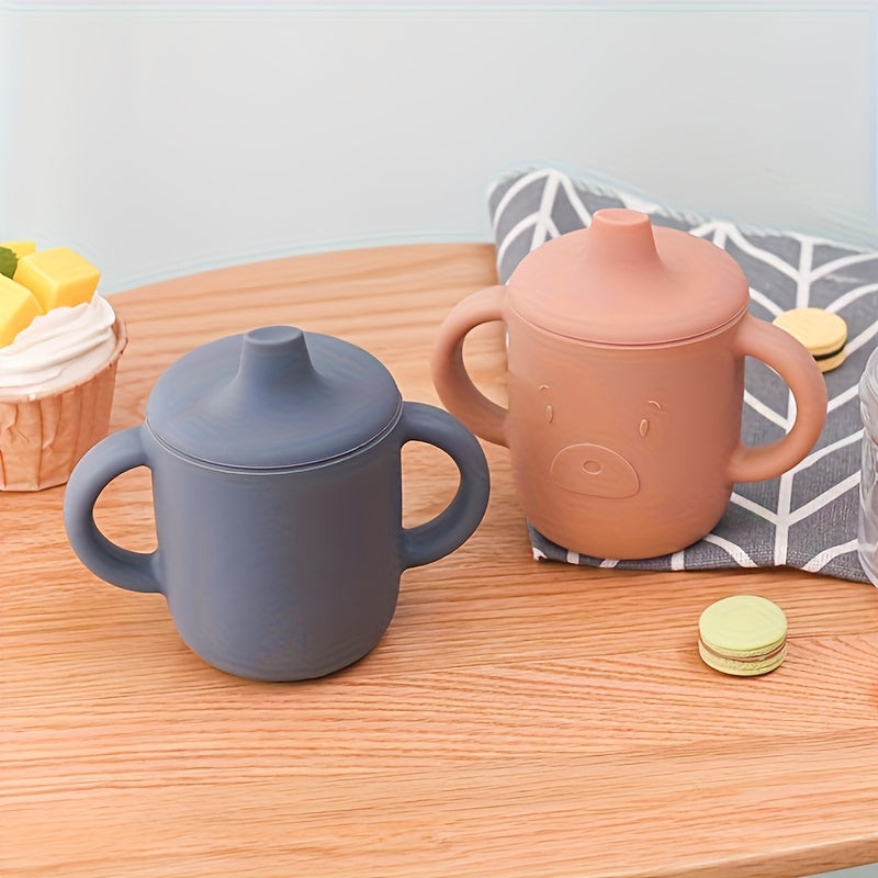 1pc Double Handle Silicone Baby Cup, Food Grade, BPA Free, Learning Drinking Cup for Toddlers
