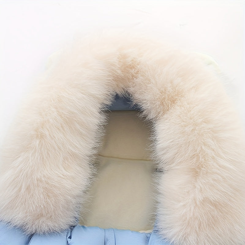1pc Cozy Fleece-Lined Youngsters Swaddle Wrap - Thick, Warm Winter Parcel Bag with Soft Fur Collar for Youngsters & Youngsters - Windproof, Anti-Startle - Perfect for Outdoor Activities like Fishing - Polyester, Available in