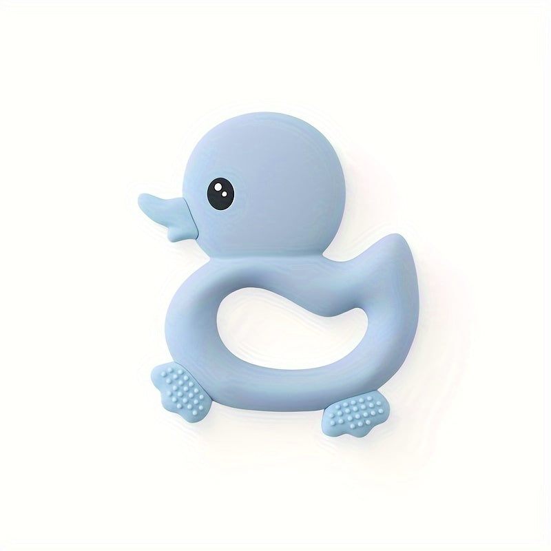 1pc Baby Teether Duck Shape Infant Silicone Teething Toy Can Be Boiled And Bitten Toy Christmas, Halloween, Thanksgiving Day Gift