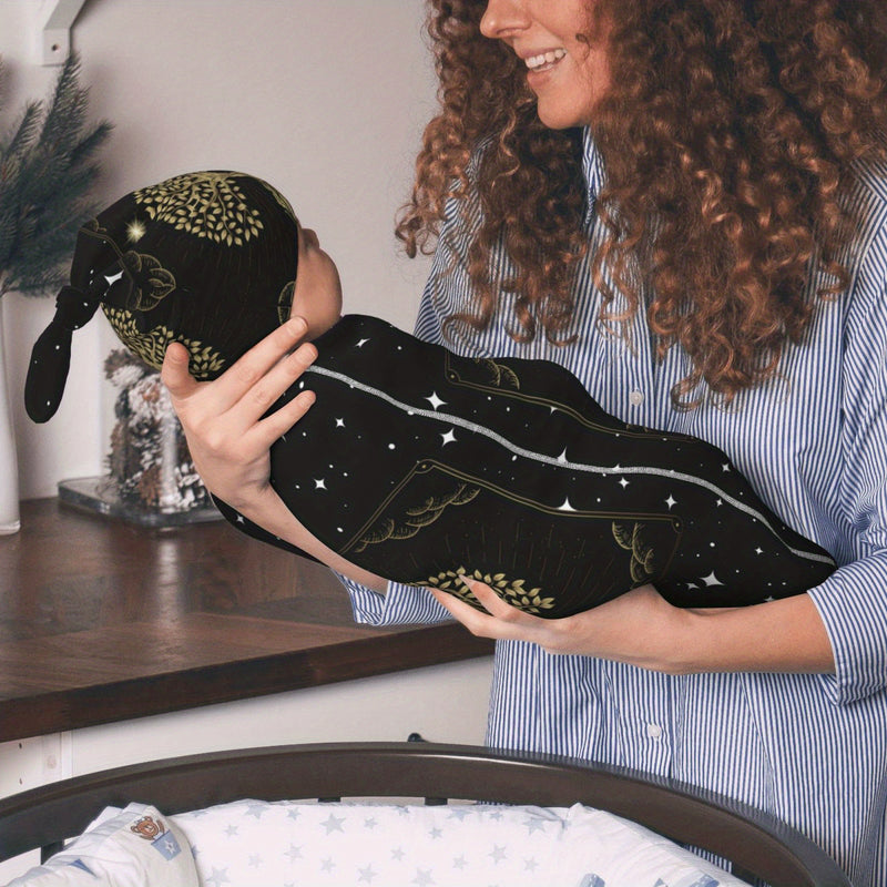 Butterfly Green Flower Newborn Swaddle Blanket Baby Swaddle Blankets Wrap Receiving Soft Stretchy Sack with Beanie Hat Sets Gift for Infant Boy Girl