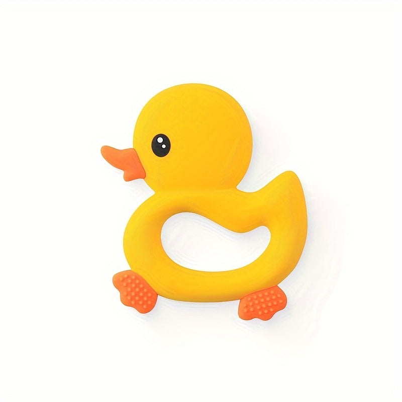 1pc Baby Teether Duck Shape Infant Silicone Teething Toy Can Be Boiled And Bitten Toy Christmas, Halloween, Thanksgiving Day Gift