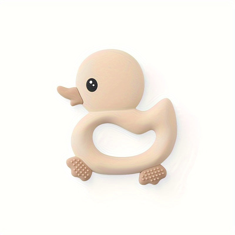 1pc Baby Teether Duck Shape Infant Silicone Teething Toy Can Be Boiled And Bitten Toy Christmas, Halloween, Thanksgiving Day Gift