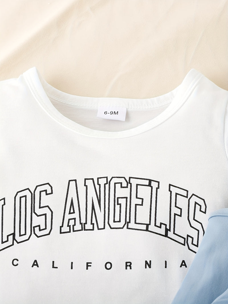 3pcs Infant & Toddler's Street Style Outfit, Casual Vest & Letter Print T-shirt & Cargo Pants, Baby Boy's Clothes