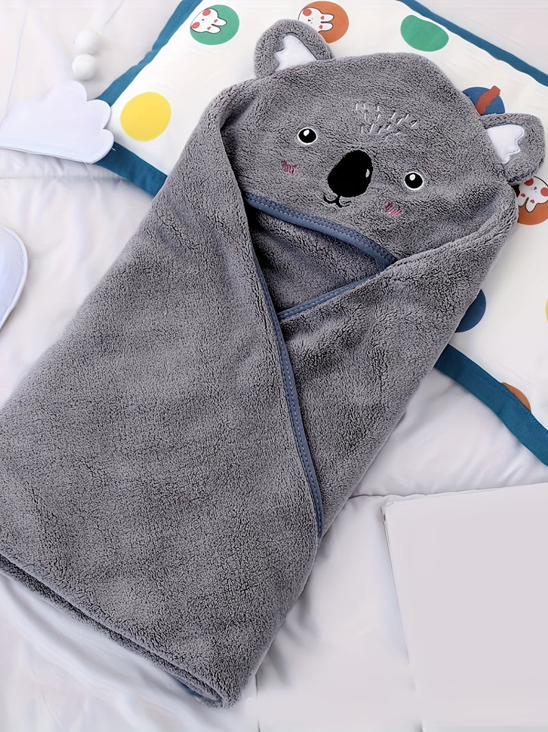 1pc Baby Boys Hooded Bathrobe, Baby Blanket Bathroom Bath Stroller Swaddle Cute Outer Wear Wearable For Boys Multiple Purposes