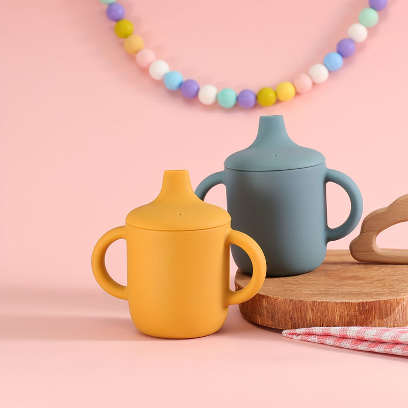 1pc Double Handle Silicone Baby Cup, Food Grade, BPA Free, Learning Drinking Cup for Toddlers