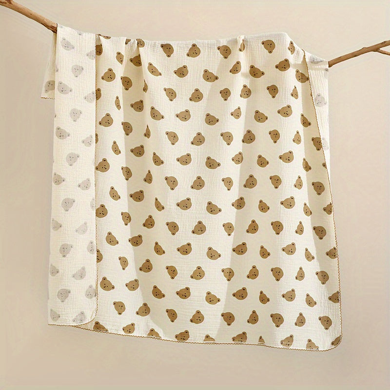 1pc Soft and Breathable Baby Muslin Swaddle Blanket for Boys and Girls - Cute Print Design - Perfect Newborn Baby Gift for Christmas