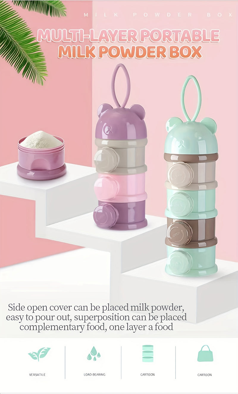 3pcs/4pcs Sonkpuel Portable Baby Formula Milk Storage Containers - Reusable Plastic Snack Boxes with Easy-Open Lids, Stackable Design & Ergonomic Handle for Infants, Toddlers, Travel & Home Use, Infant Snack Storage, Playful