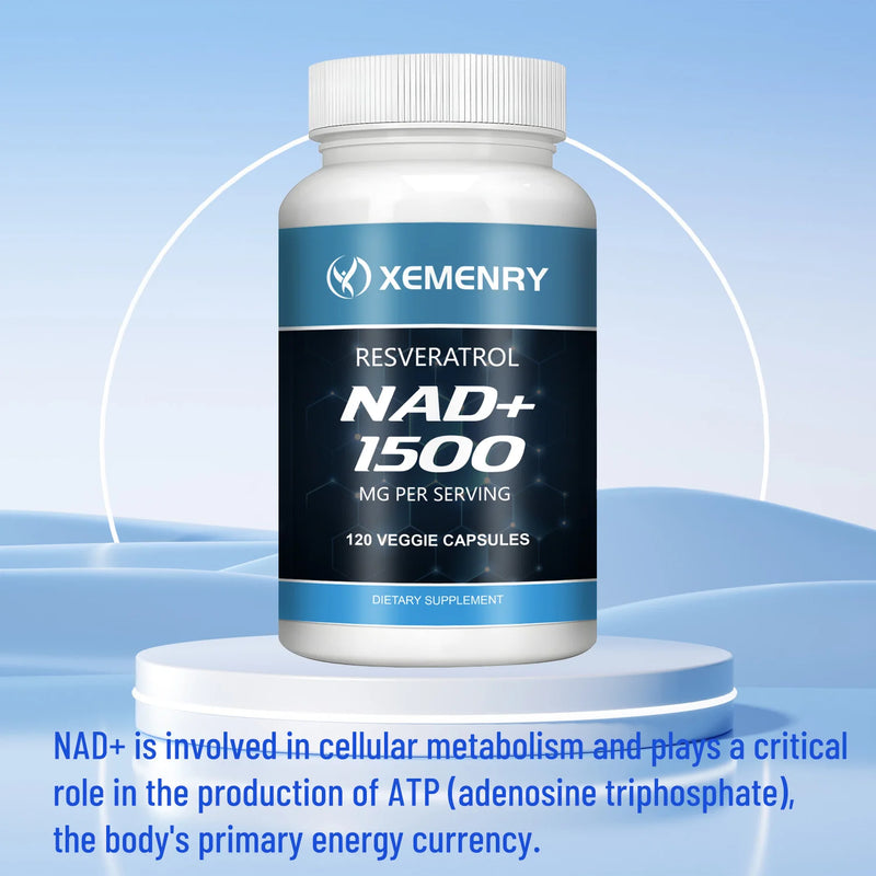 NAD+Supplements - with Resveratrol - Natural Energy Supplement, Support Cell Health, Anti-aging, Enhance Immunity - 120 Capsules