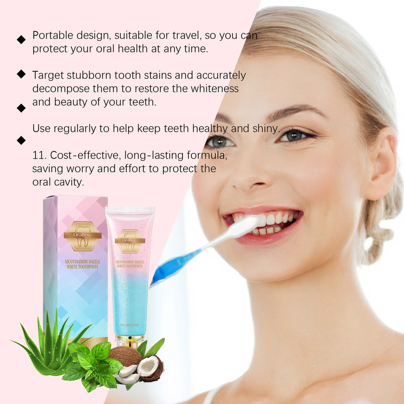 Oralhoe Niacinamide Toothpaste Remove Plaque Gentle Soothing Gum Stains Brightening Teeth Oral Deodorant Mint Dental Cleaning