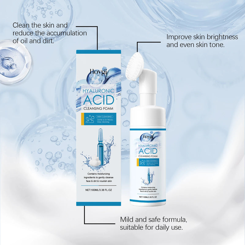Hoygi Hyaluronic Acid Face Foam Cleaner Gentle Cleaning Skin Remove Pore Dirts Prevent Dryness Moisturize Face Skin Cleaner