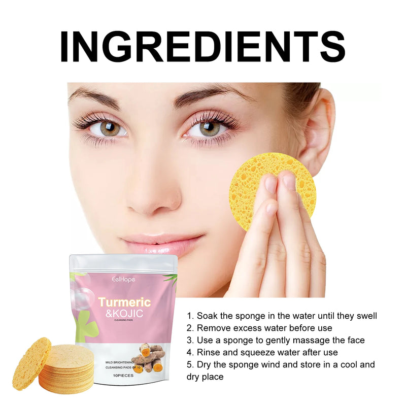 EELHOPE Turmeric Facial Cleaning Pad Deeply Remove Dirts Shrink Pores Dark Spot Remove Brightening Skin Tone Face Cleaner Pad