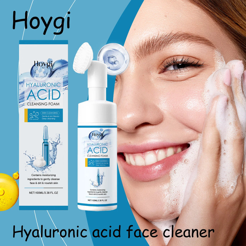 Hoygi Hyaluronic Acid Face Foam Cleaner Gentle Cleaning Skin Remove Pore Dirts Prevent Dryness Moisturize Face Skin Cleaner