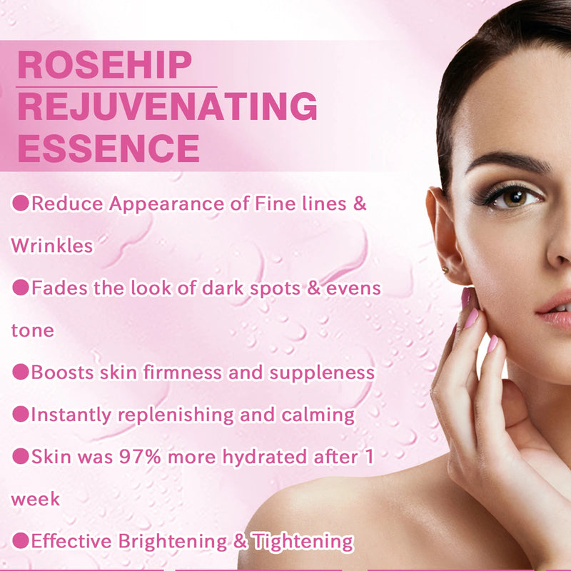 30ml Rose Fruit Essence Face Firm Fade Dark Spot Shrink Pores Reduce Wrinkles Antioxidant Moisturizing Lighting Skin Care Serum