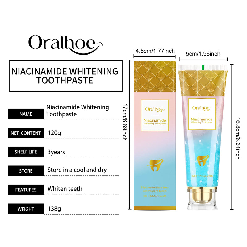 Oralhoe Niacinamide Toothpaste Remove Plaque Gentle Soothing Gum Stains Brightening Teeth Oral Deodorant Mint Dental Cleaning